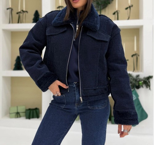 Giubbotto montone blu donna - montone,
